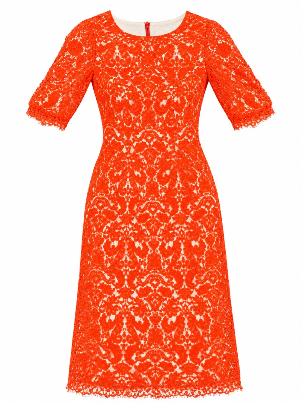 Carolina Herrera Orange Floral Lace Blouse